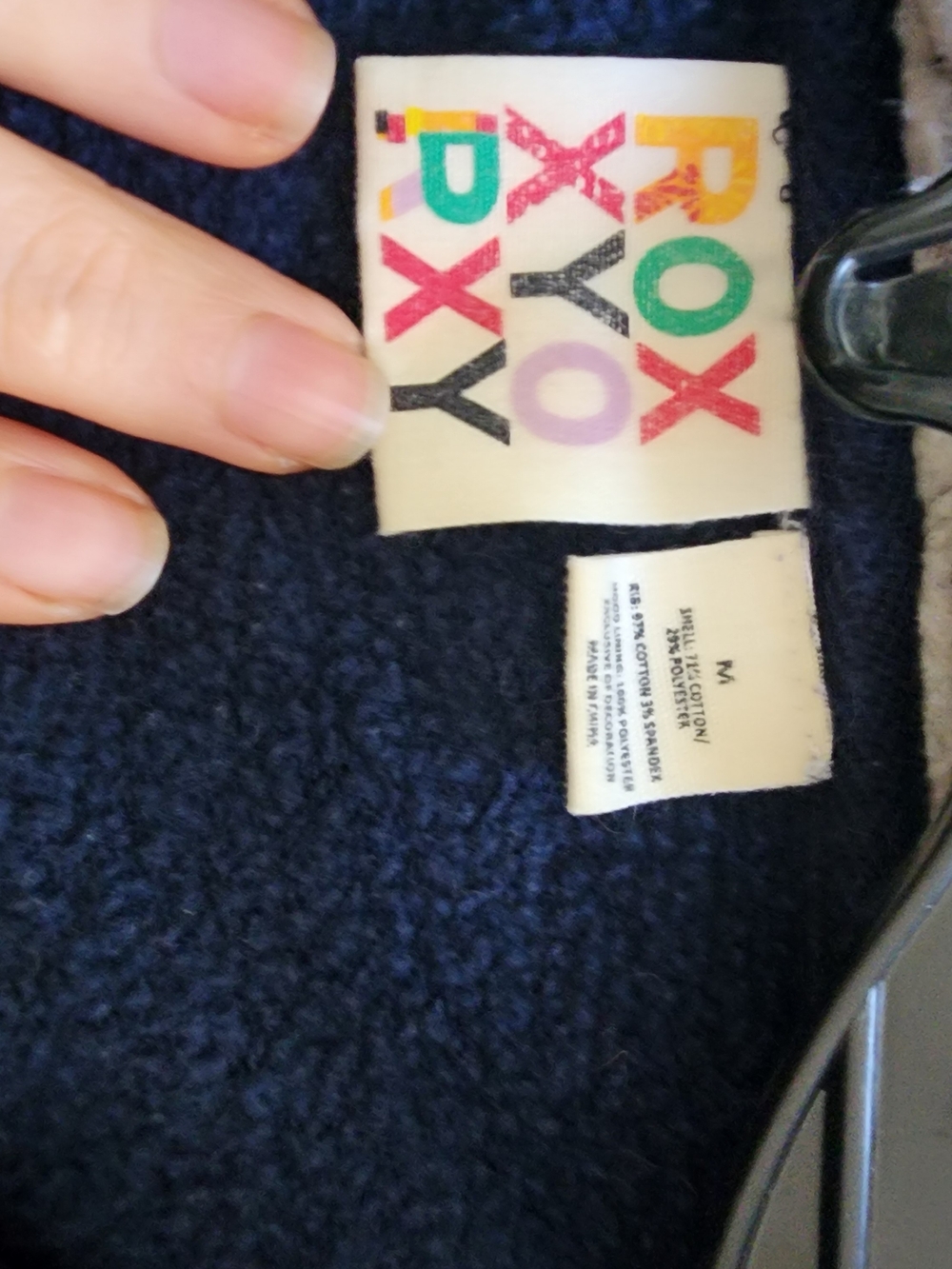 Roxy Navy Floral Sherpa-Lined Zip Hoodie - Picture 3 of 3